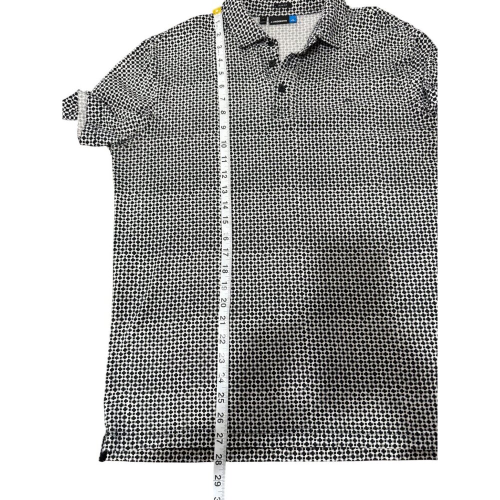 J. Lindeberg Slim Fit Polo Shirt Black White Geometric Print Golf Size XL - Picture 5 of 5